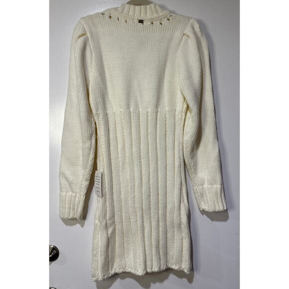For Love & Lemons Jules Sweater Dress Cream Plus Size 1X NWT Ribbed Knit Fitted - Picture 10 of 16